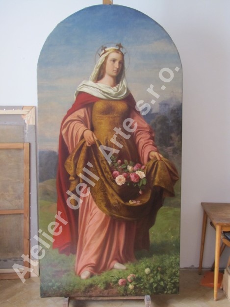 Sv. Alžběta z kostela Sv. Leopolda a Václava v Kladrubech nad Labem stav po restaurování