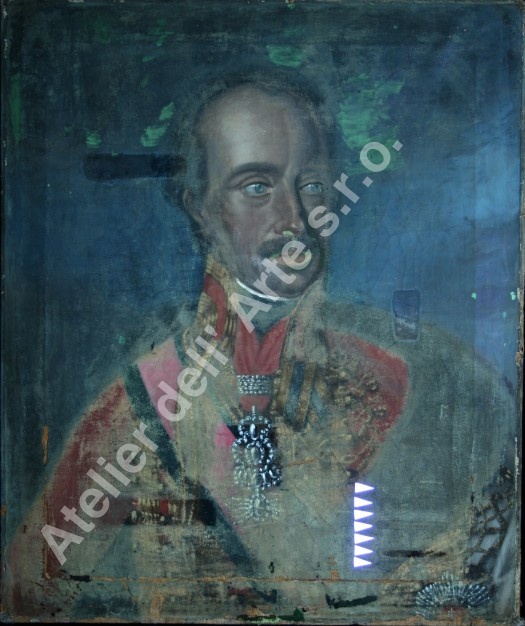 Podobizna Palatýna Josef - Stav před restaurováním, foto v UV světle - Atelier dell' Arte s.r.o