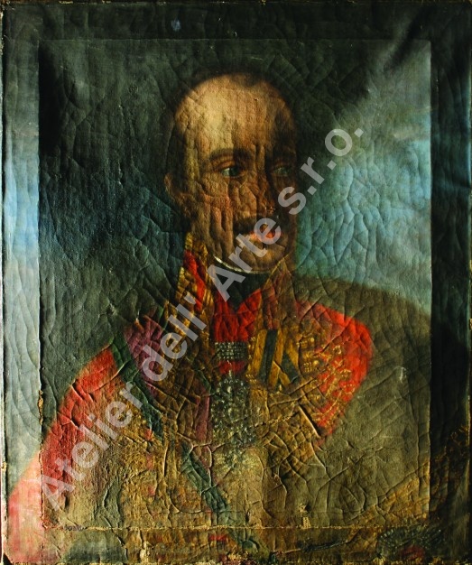 Podobizna Palatýna Josefa - Stav před restaurováním při bočním osvětlení - Atelier dell' Arte s